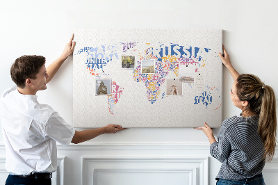 Painel em cortiça Países do mapa mundial