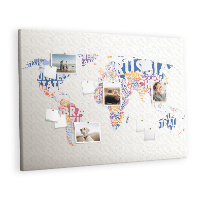 Painel em cortiça Países do mapa mundial