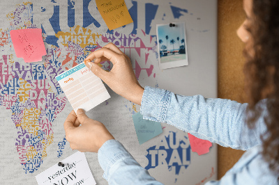 Painel em cortiça Países do mapa mundial