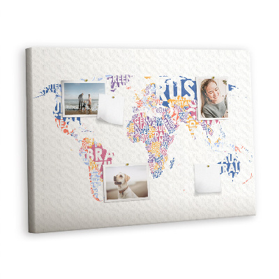 Painel em cortiça Países do mapa mundial