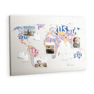 Painel em cortiça Países do mapa mundial