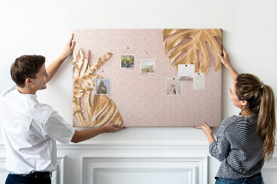 Painel em cortiça Folhas tropicais douradas