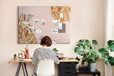 Painel em cortiça Folhas tropicais douradas