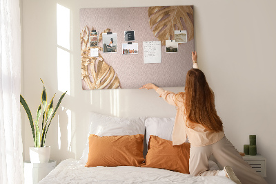 Painel em cortiça Folhas tropicais douradas