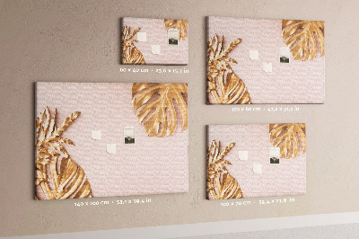 Painel em cortiça Folhas tropicais douradas