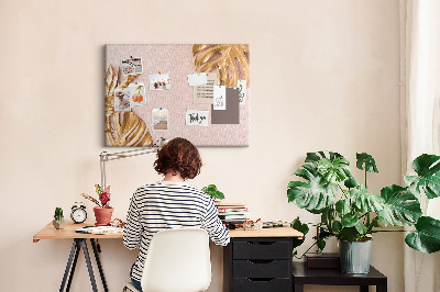 Painel em cortiça Folhas tropicais douradas