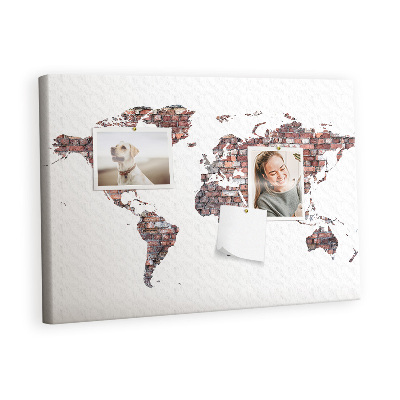 Quadro em cortiça Mapa-múndi de tijolos