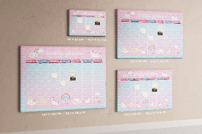 Quadro em cortiça Planejador de unicórnio