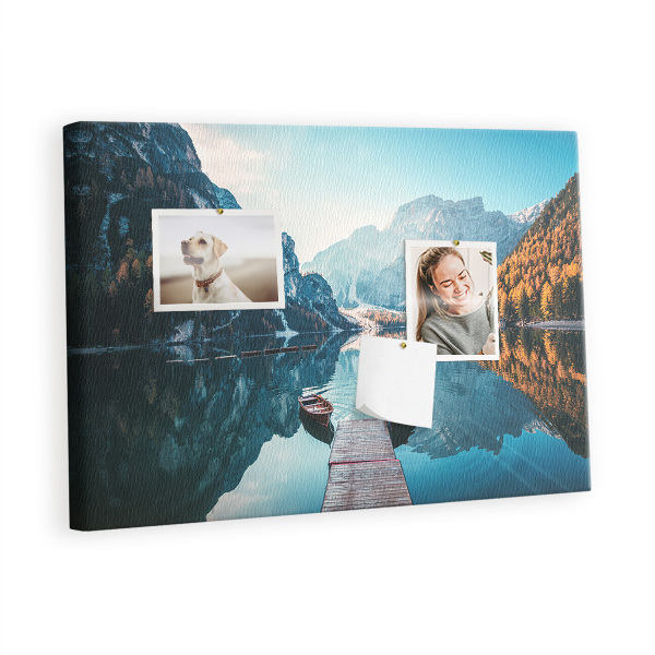 Quadro de aviso de cortiça Barcos no lago