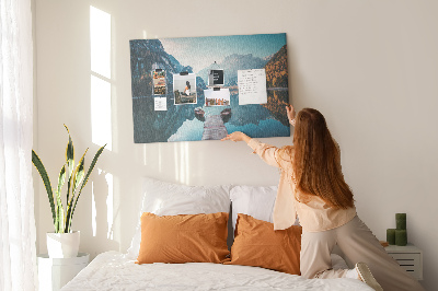 Quadro de aviso de cortiça Barcos no lago