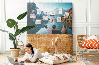 Quadro de aviso de cortiça Barcos no lago