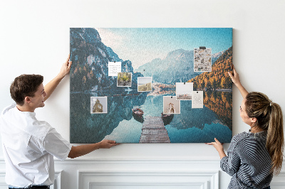 Quadro de aviso de cortiça Barcos no lago