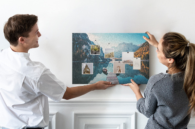 Quadro de aviso de cortiça Barcos no lago