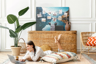 Quadro de aviso de cortiça Barcos no lago