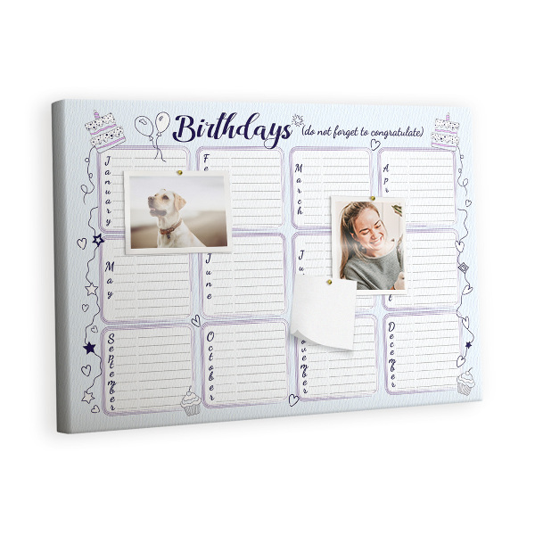 Painel em cortiça Nota de aniversário