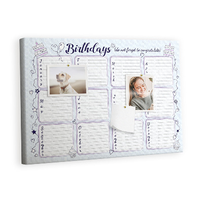 Painel em cortiça Nota de aniversário