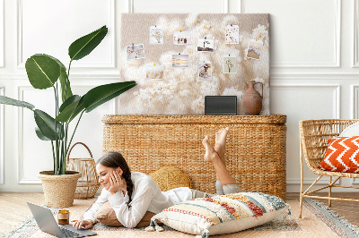 Quadro de aviso de cortiça Pequenas flores brancas