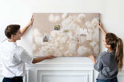 Quadro de aviso de cortiça Pequenas flores brancas