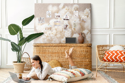 Quadro de aviso de cortiça Pequenas flores brancas