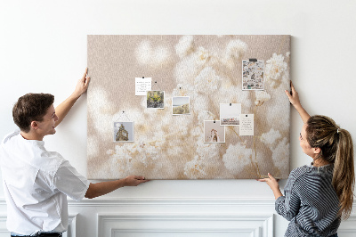 Quadro de aviso de cortiça Pequenas flores brancas