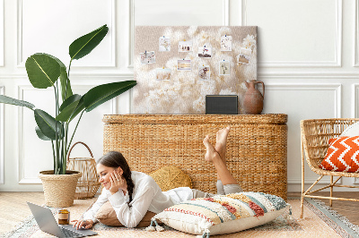 Quadro de aviso de cortiça Pequenas flores brancas