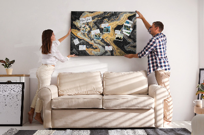 Quadro de aviso de cortiça Mármore dourado