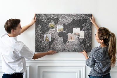 Painel em cortiça Mapa-múndi de concreto