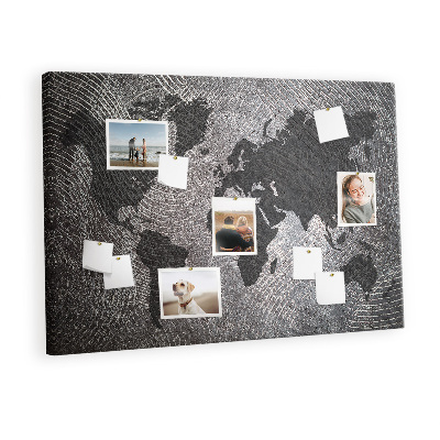 Painel em cortiça Mapa-múndi de concreto