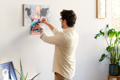 Quadro de aviso de cortiça Mapa-múndi de concreto