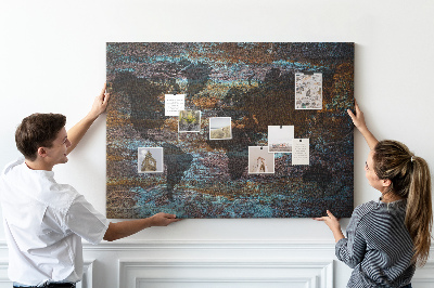 Quadro em cortiça Mapa mundial de Rust