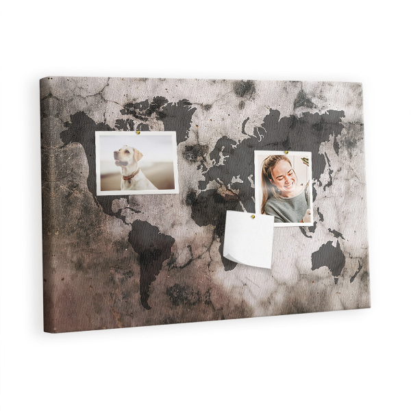 Painel em cortiça Mapa-múndi de concreto
