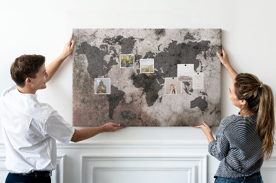 Painel em cortiça Mapa-múndi de concreto