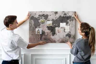 Painel em cortiça Mapa-múndi de concreto