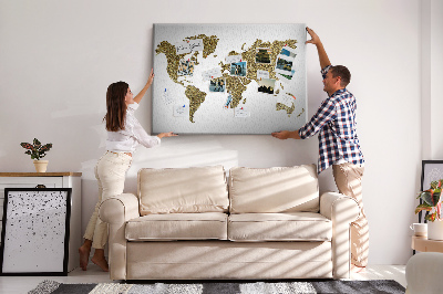Quadro de aviso de cortiça Mapa mundial