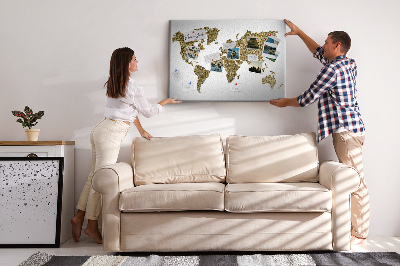Quadro de aviso de cortiça Mapa mundial