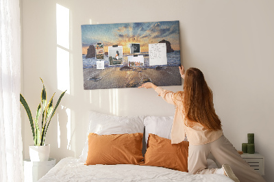 Quadro de aviso de cortiça Pôr do sol na praia