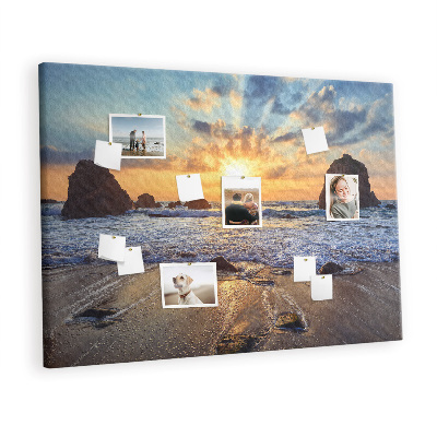 Quadro de aviso de cortiça Pôr do sol na praia