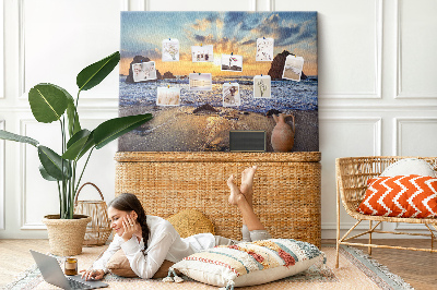 Quadro de aviso de cortiça Pôr do sol na praia