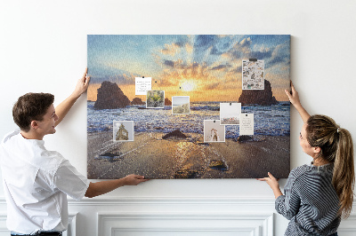 Quadro de aviso de cortiça Pôr do sol na praia