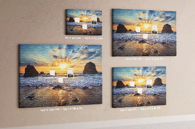 Quadro de aviso de cortiça Pôr do sol na praia