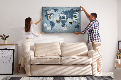Quadro em cortiça Mapa pintado do mundo