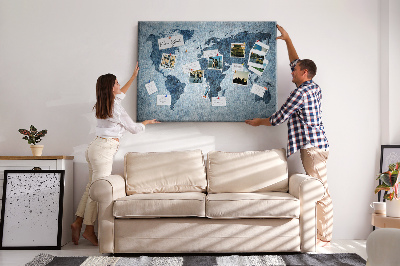 Quadro em cortiça Mapa pintado do mundo
