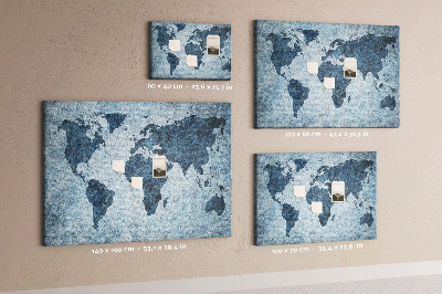 Quadro em cortiça Mapa pintado do mundo