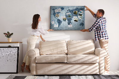 Quadro em cortiça Mapa pintado do mundo