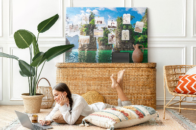 Quadro em cortiça Árvores do lago natureza