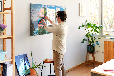 Quadro em cortiça Árvores do lago natureza