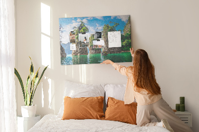 Quadro em cortiça Árvores do lago natureza