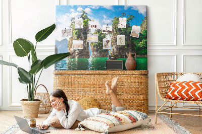 Quadro em cortiça Árvores do lago natureza