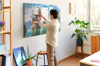 Quadro em cortiça Árvores do lago natureza