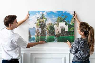 Quadro em cortiça Árvores do lago natureza